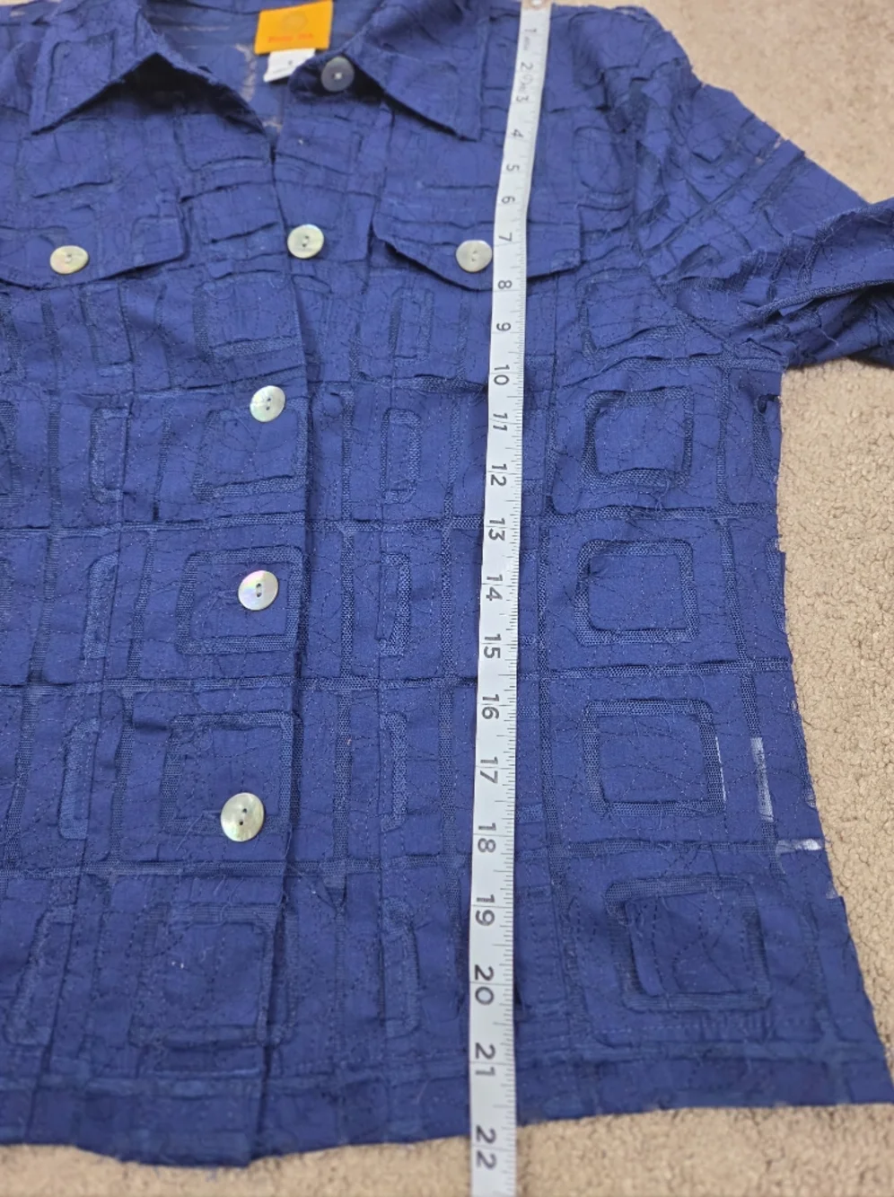 Ruby Rd. Navy Sheer Textured Button-Front Jacket - Picture 7 of 8